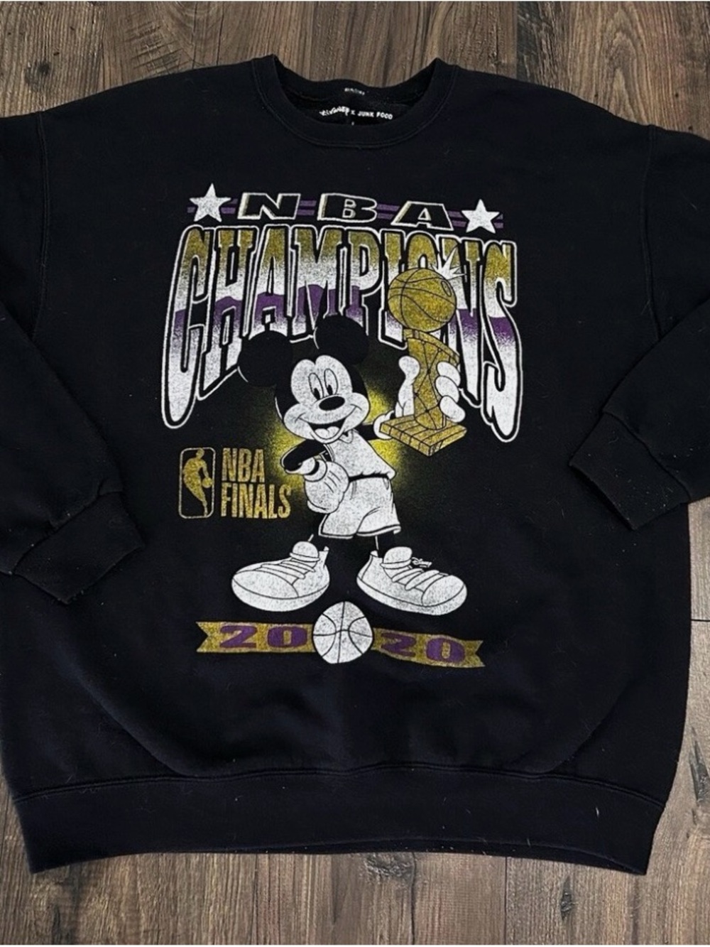 Disney X Junk Food Men’s XL NBA 2020 Black Graphic Sweatshirt Featuring Mickey